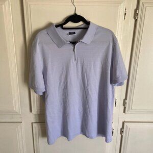 CHARLES TYRWHITT Zip Polo Cotton Jersey Sky Blue Short Sleeve Men’s XL
